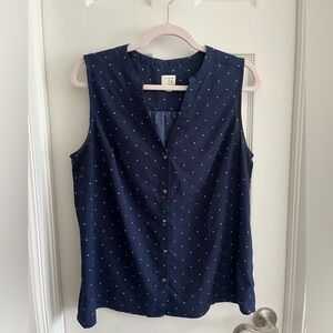 A.N.A. Navy and White polkadot tank/blouse